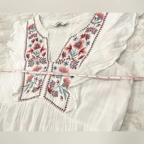 White Embroidered Baby Doll Mini Dress - Picture 6 of 9